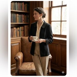 Tahari Arthur S. Levine Black Blazer Jacket 18 Quilted Rhinestone Embellished